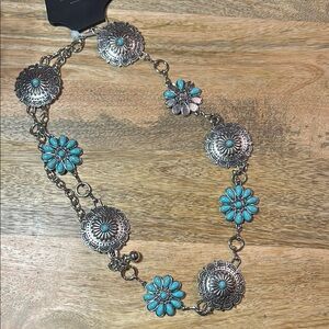 Silver and Turquoise Floral Necklace